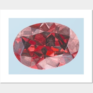 Red Ruby Watercolour Painting Posters and Art